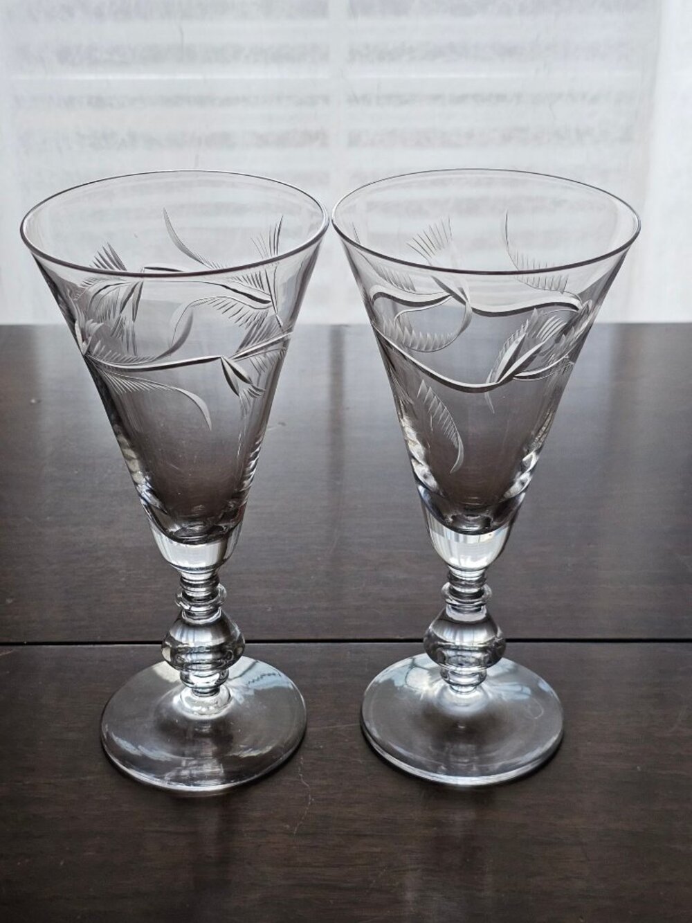 2 Bryce Baroque Thistle Ice Tea Glasses hand cut Crystal Vintage Glass Floral
